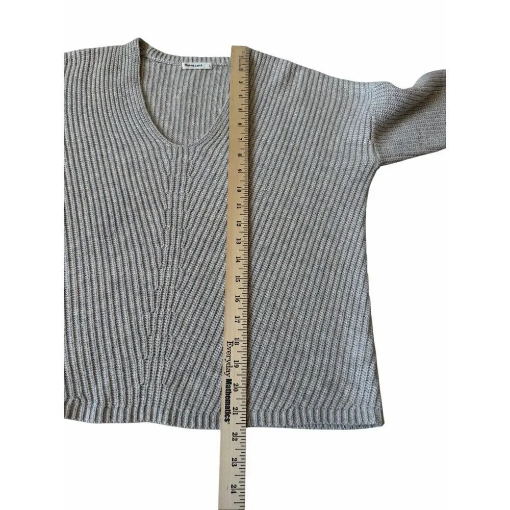 Marine Layer‎ Sweater Elisa V neck Cream Oatmeal Large